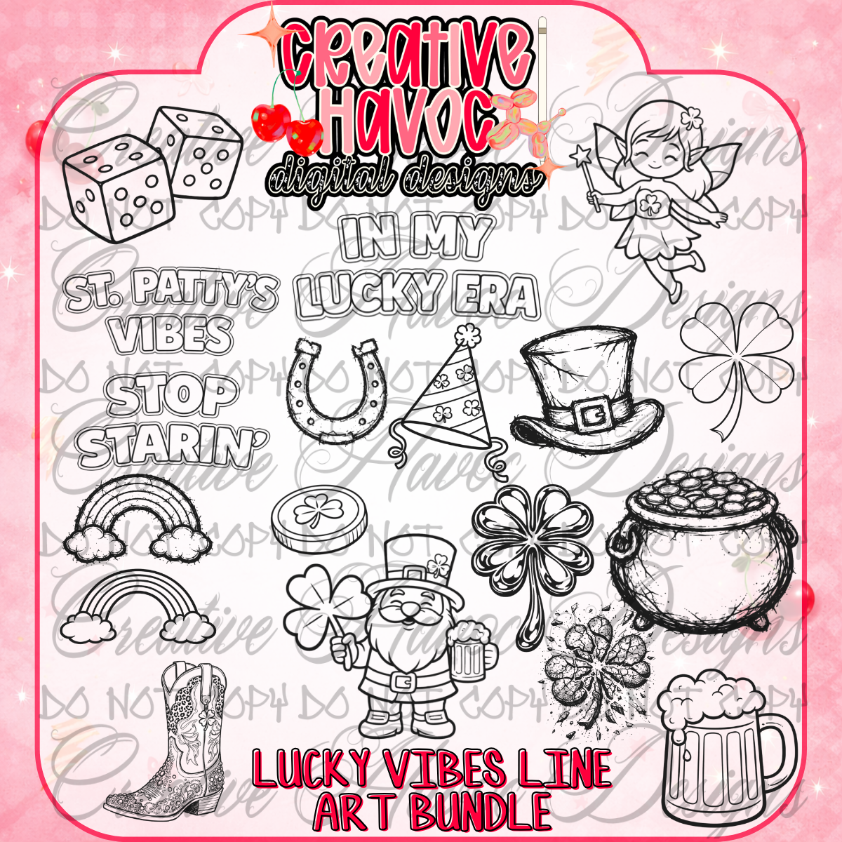 Lucky Vibes Line Art Bundle