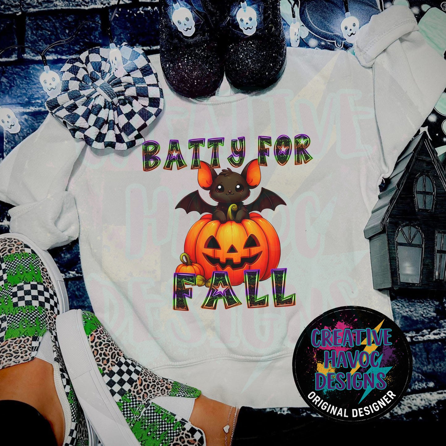 Batty for Fall | Cute Bat Pumpkin PNG Digital download