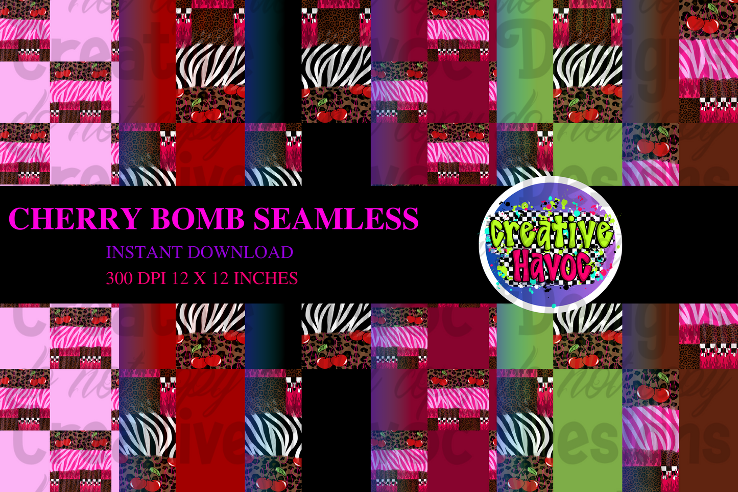 Cherry Bomb Seamless Digital Papers • 300 DPI Pattern Bundle