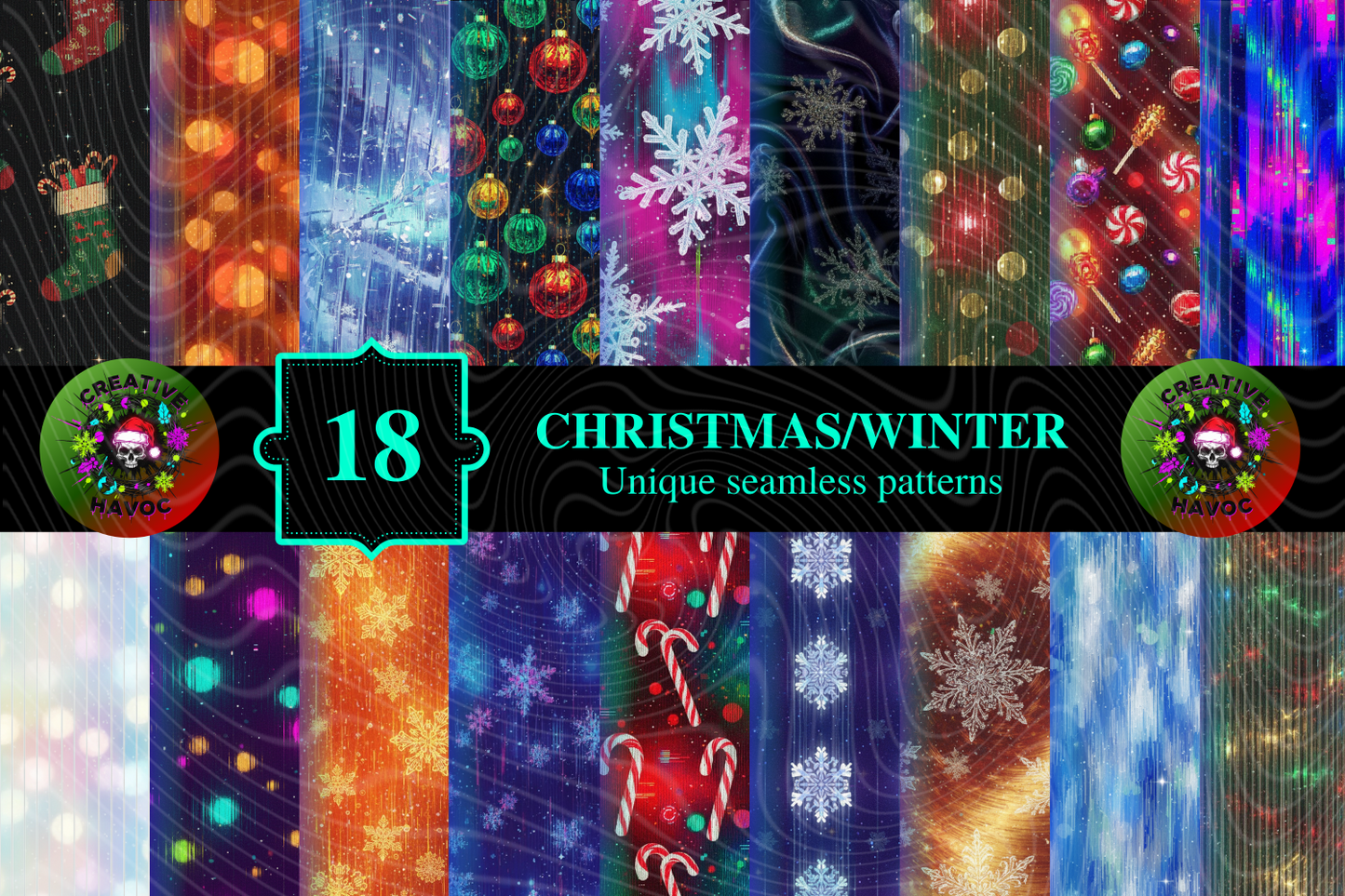 18 Christmas/Winter NON-Seamless Pattern Bundle