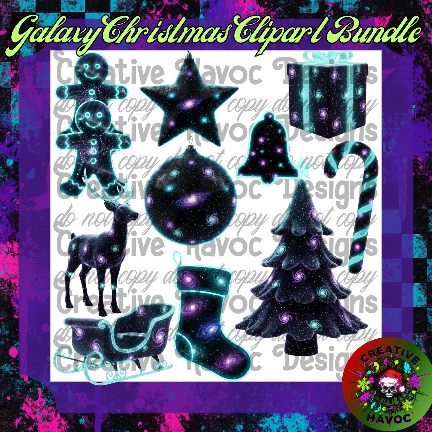 Galaxy Christmas Clipart Bundle – PNG Elements