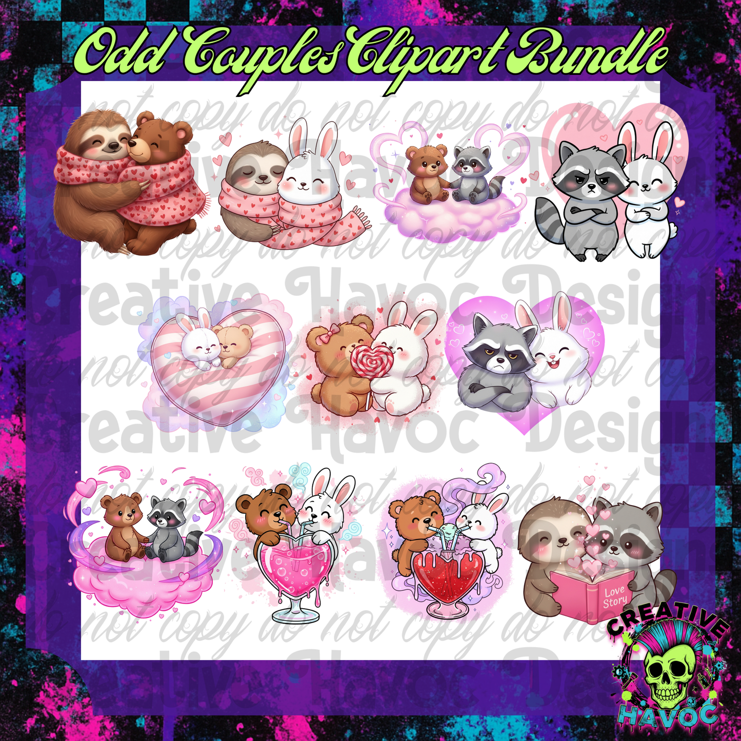 Odd Couples Clipart Bundle – Whimsical Animal Love PNGs