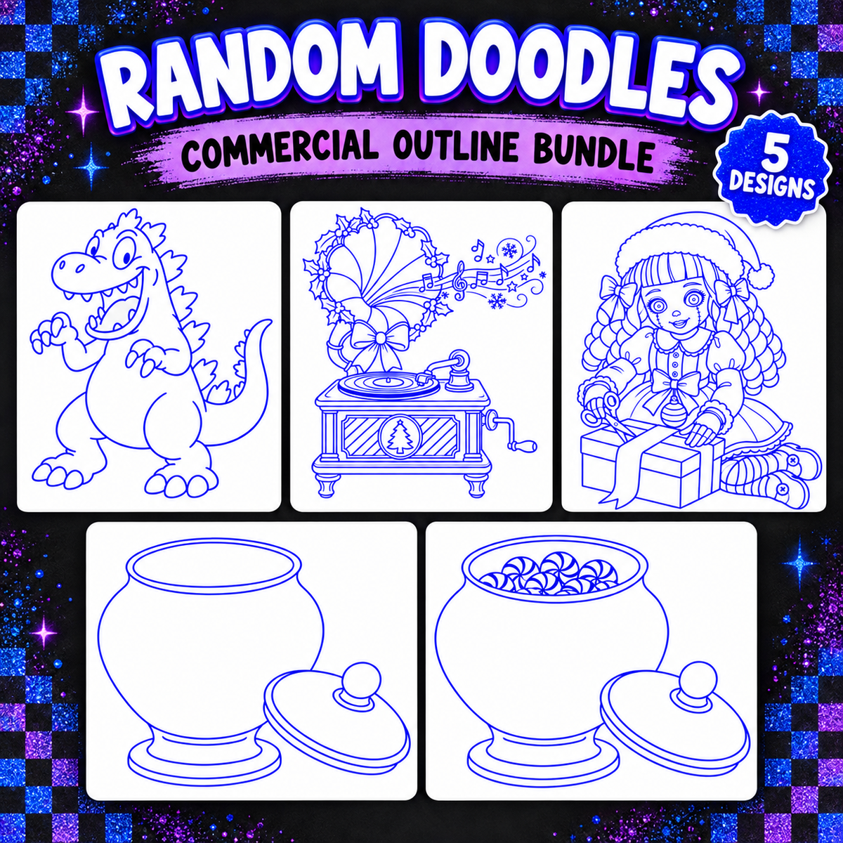 Random Doodles Commercial Outline bundle