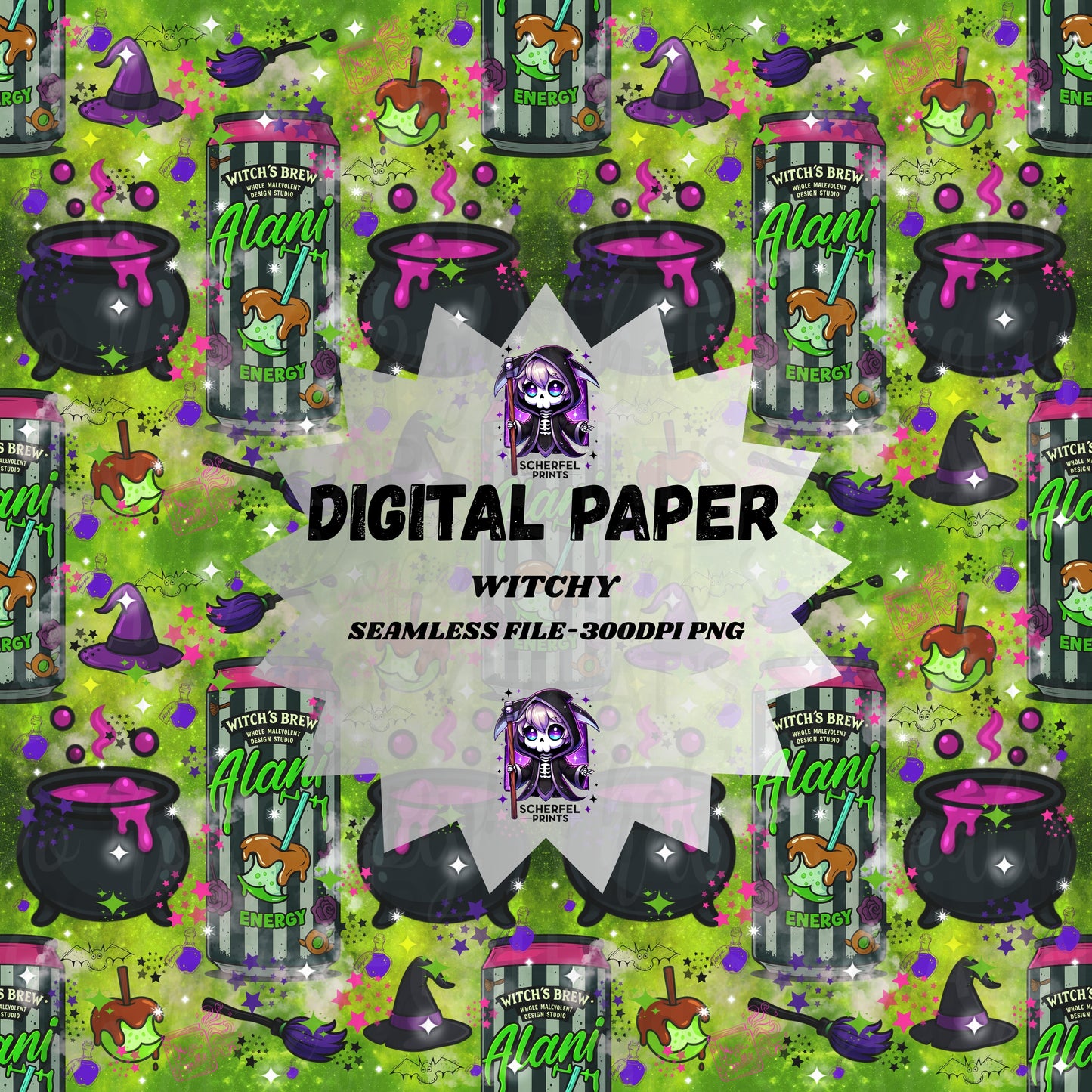 Witchy Energy Seamless Digital Paper – 300DPI PNG