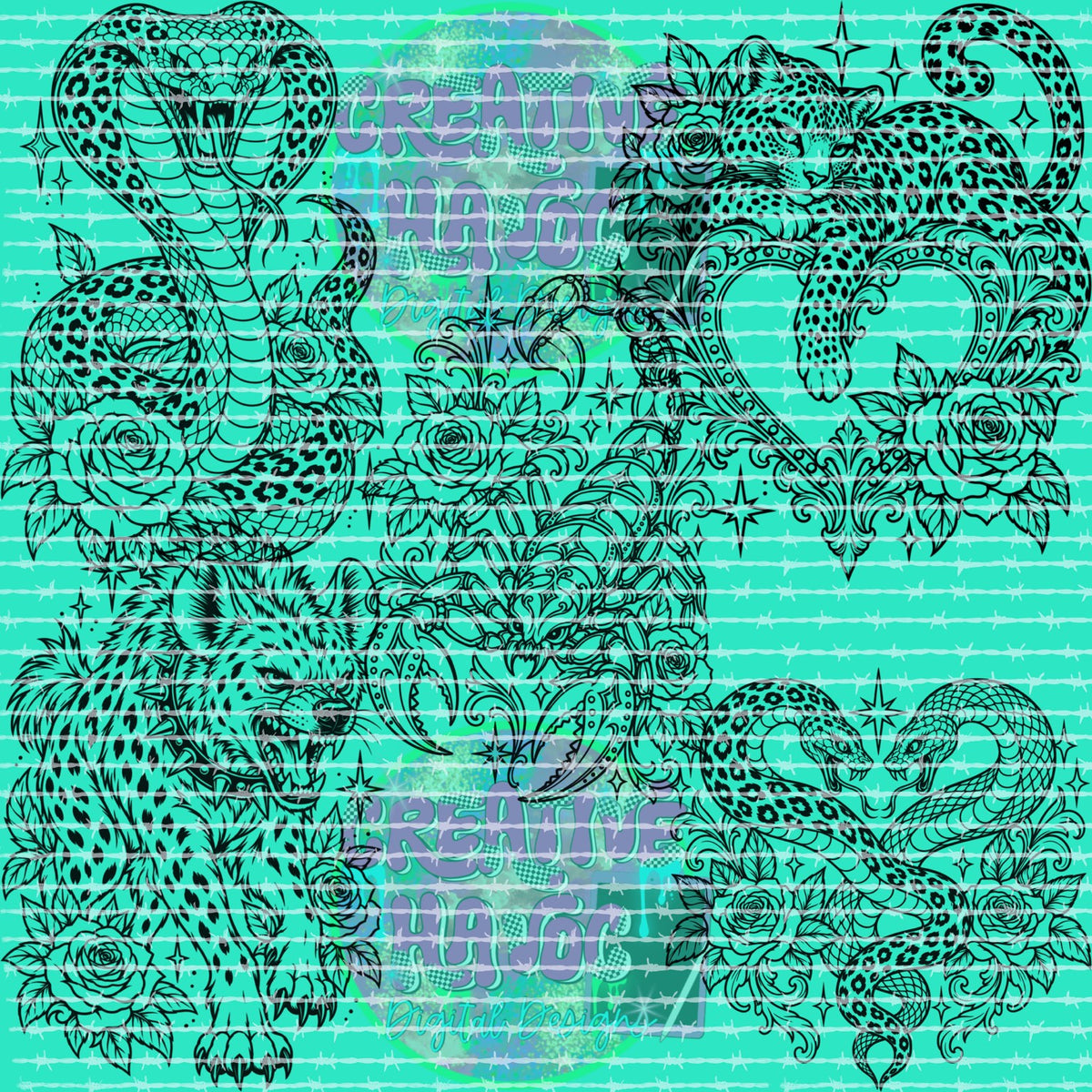 Venom & Velvet semi-exclusive animal and rose outline bundle preview