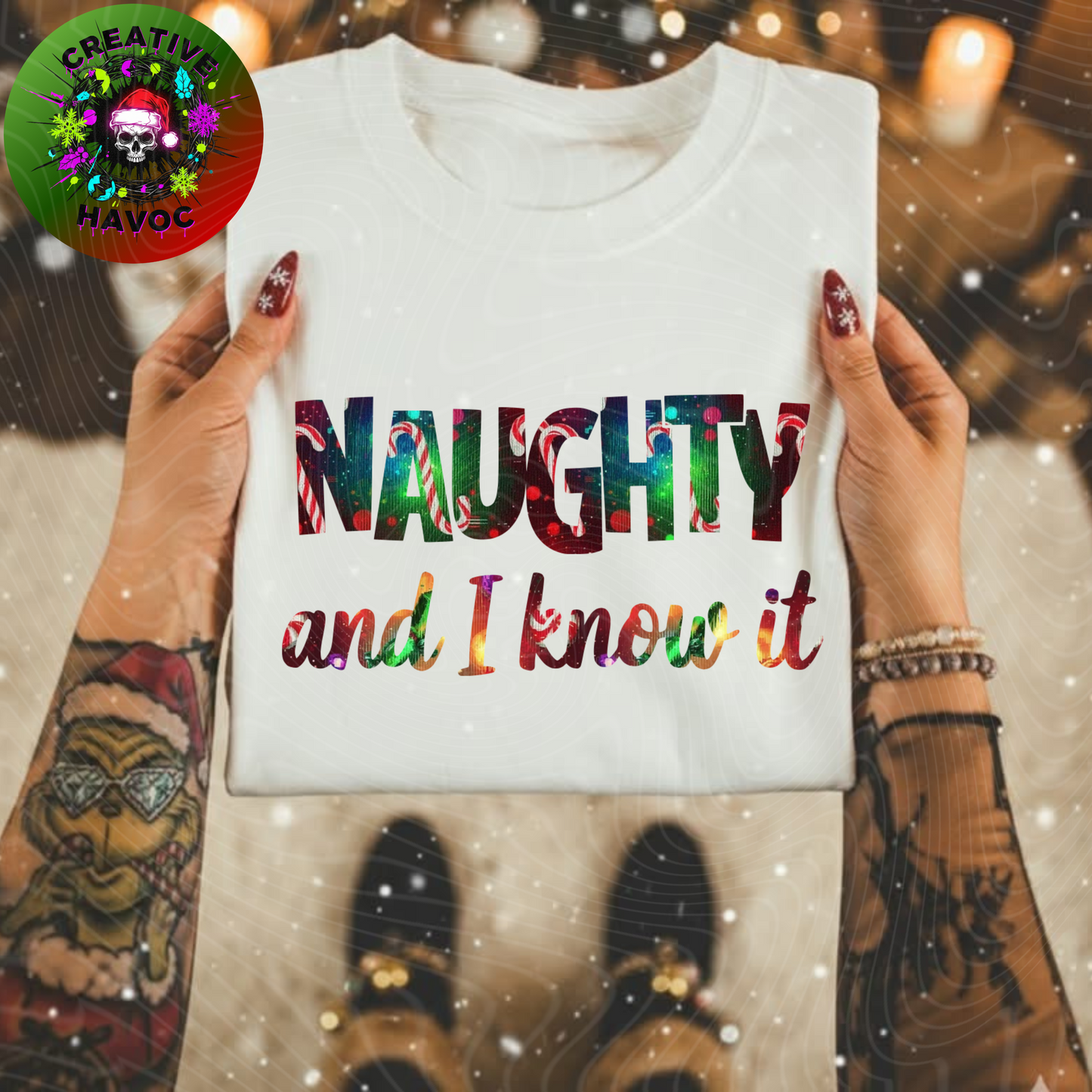 NAUGHTY and I Know It – Christmas PNG Design