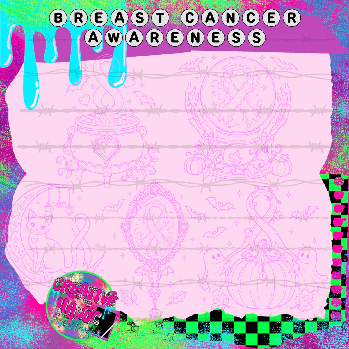 Breast Cancer Awareness | Outline Clipart Bundle preview