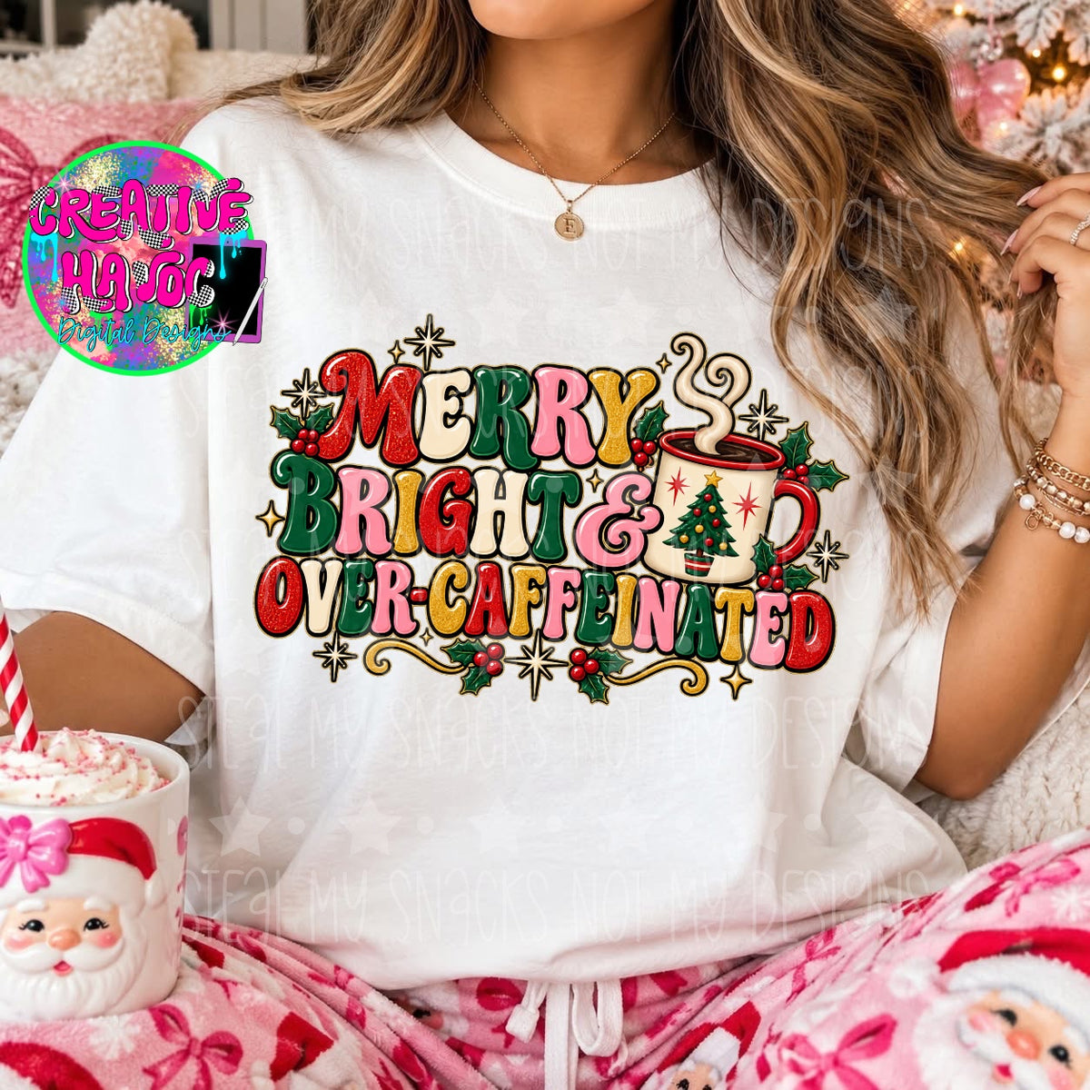 Merry Bright and Overcaffeinated PNG | Christmas Coffee