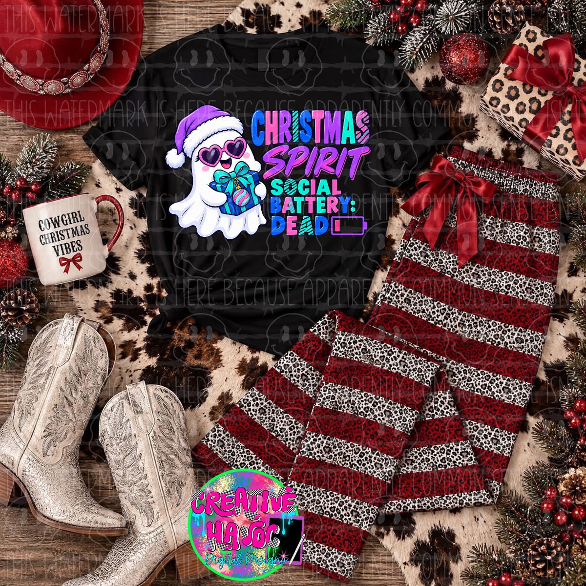 Christmas Spirit, Social Battery Dead PNG | Christmas Ghost