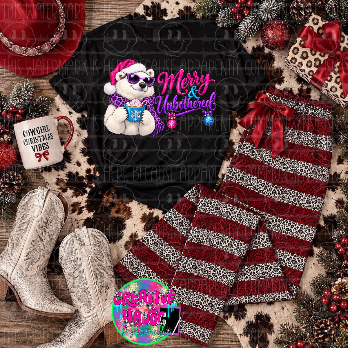Merry and Unbothered PNG | Christmas Polar Bear