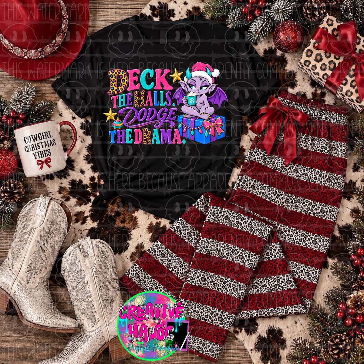 Deck the Halls Dodge the Drama PNG | Christmas Bat