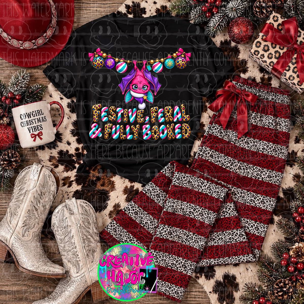 Festive Feral and Fully Booked PNG | Christmas Bat