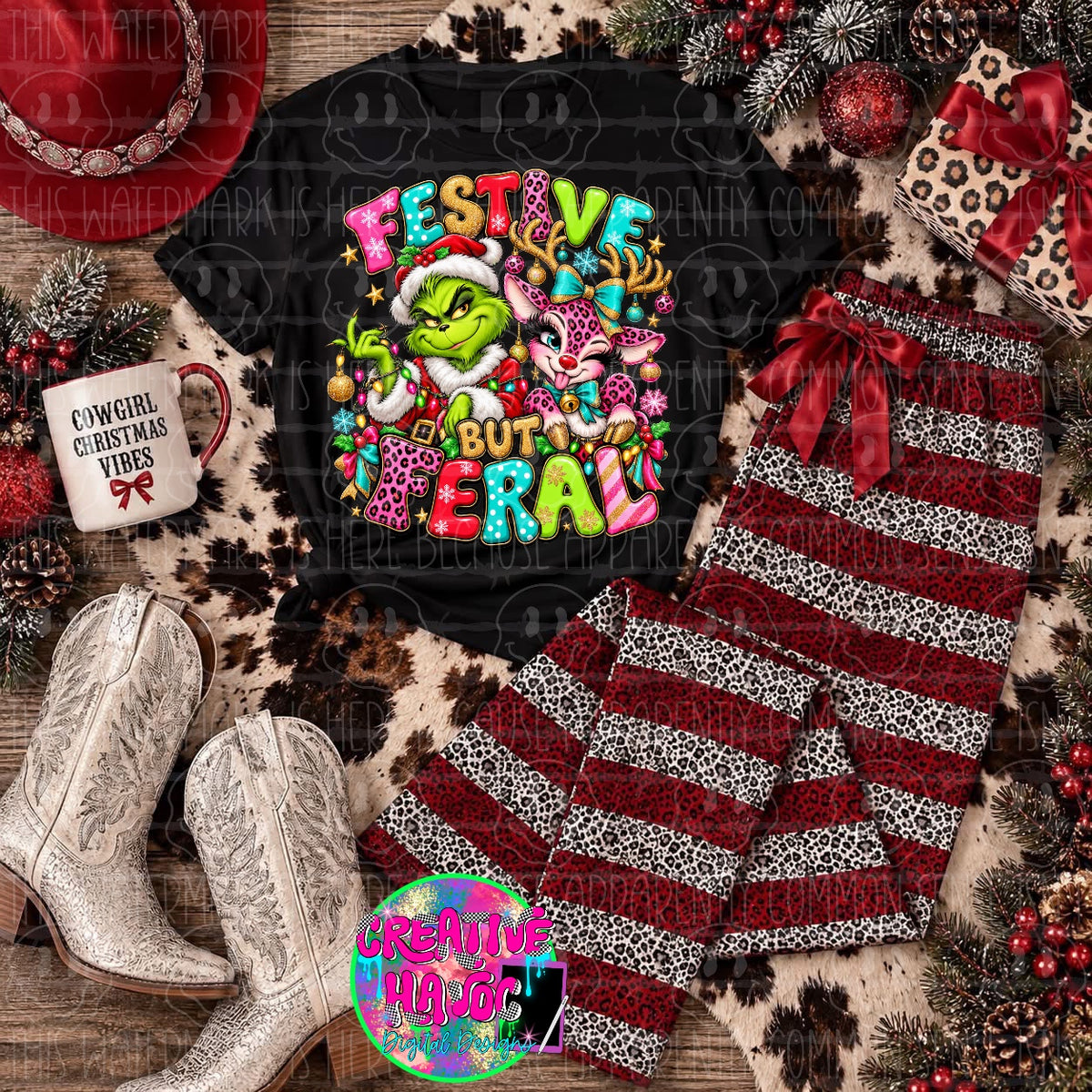 Festive but Feral PNG | Colorful Christmas Characters