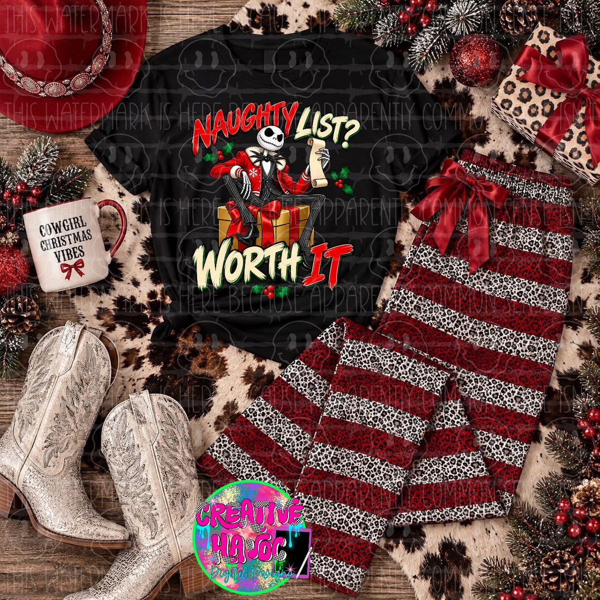 Naughty List Worth It PNG | Christmas Skeleton