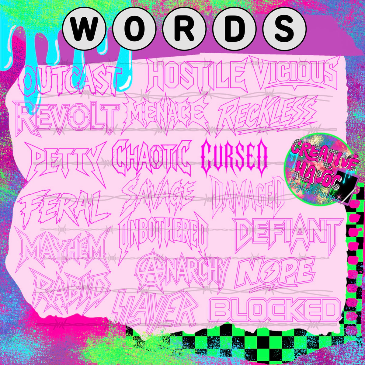 Words | Edgy Typography Outline Bundle preview
