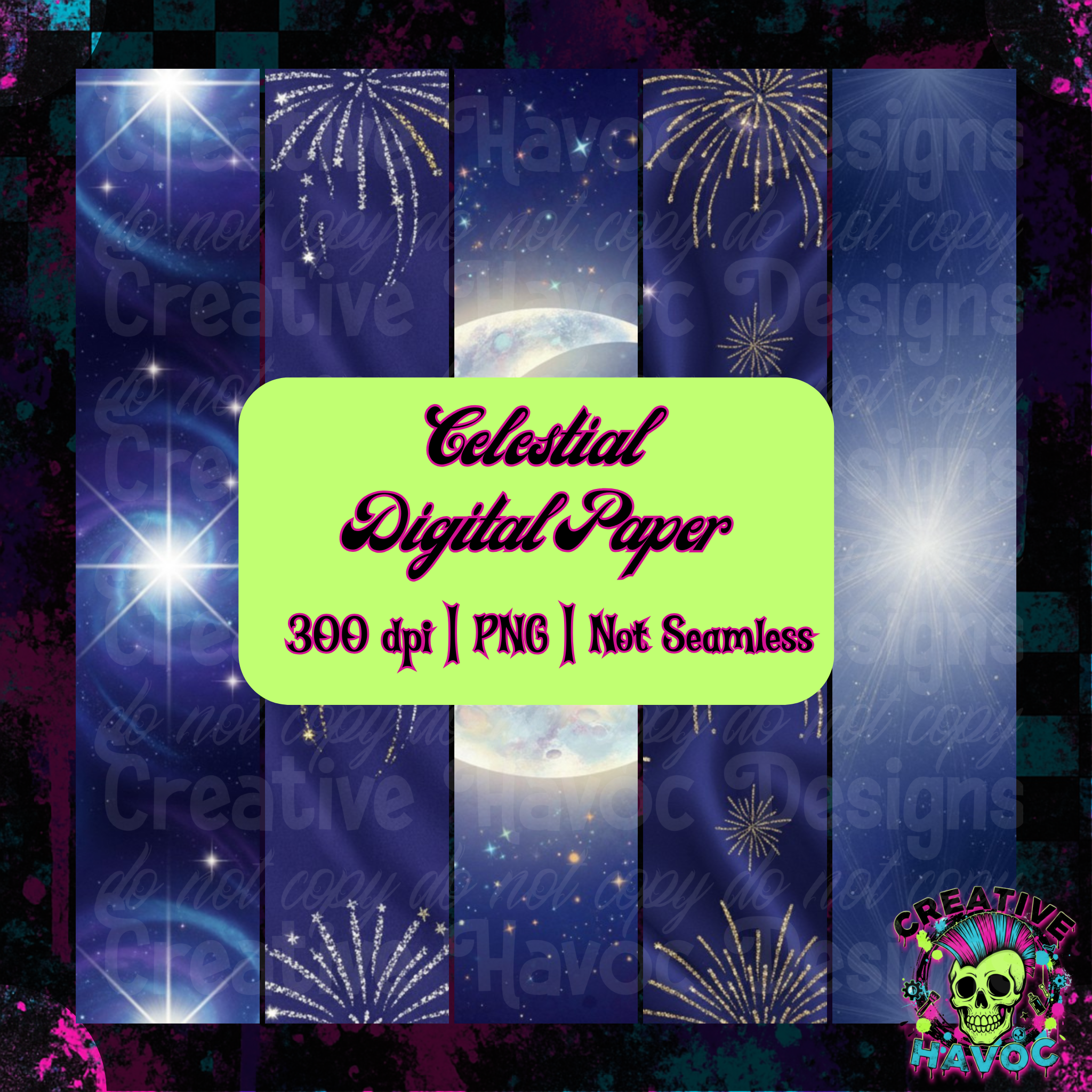 Celestial Paper Stack Celestial Digital Paper Bundle 5-Pack – Creative Havoc