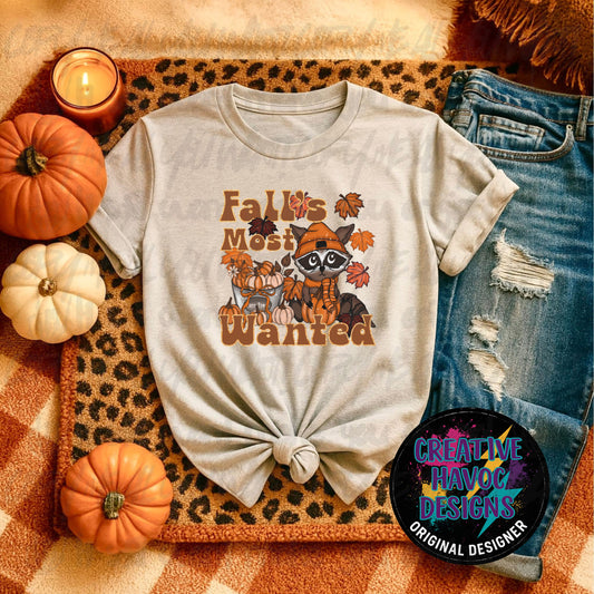 Fall’s Most Wanted | Cute Raccoon Autumn PNG 
Digital download
