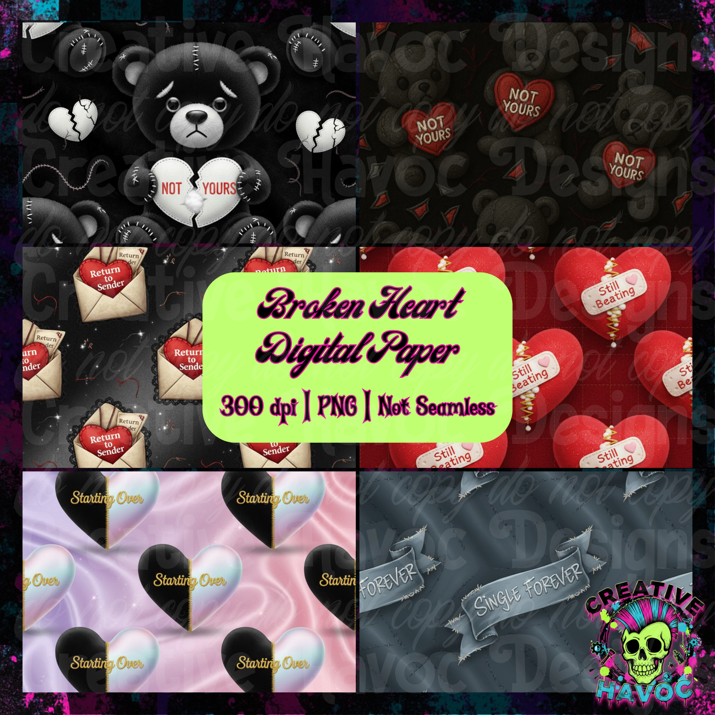 Broken Heart Digital Paper 6-Pack