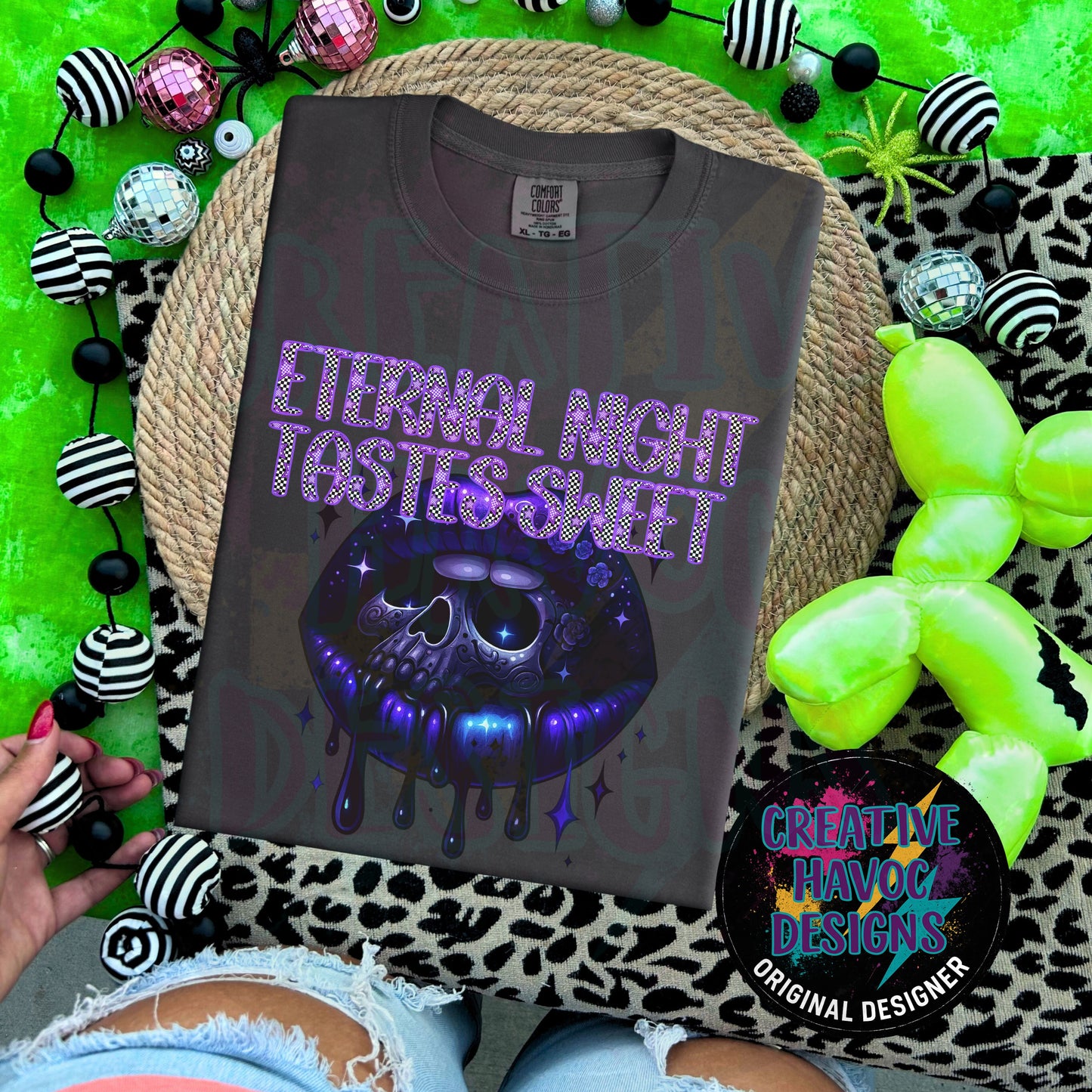Eternal Night Tastes Sweet | Gothic Skull Lips PNG Digital Download