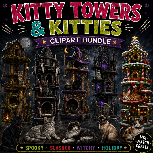 Kitty towers with kitties CLIPART Bundle