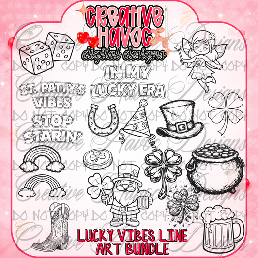 Lucky Vibes Line Art Bundle
