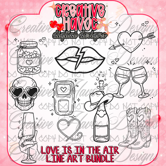 Love is in the air line art bundle