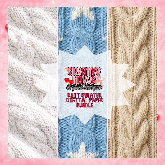 Knit Sweater Digital Paper Bundle | Cozy Cable Knit Backgrounds
