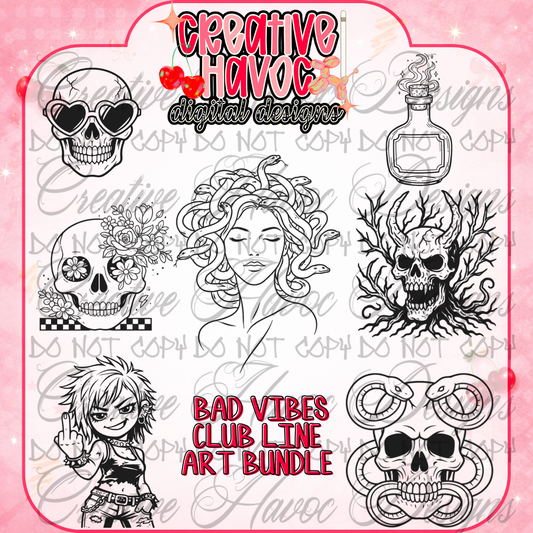 Bad Vibes Club Line Art Bundle