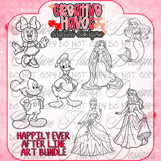 Happily Ever After Line Art Bundle