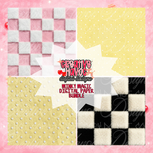 Minky Magic Digital Paper Bundle | Fuzzy Checkerboard & Dot Textures