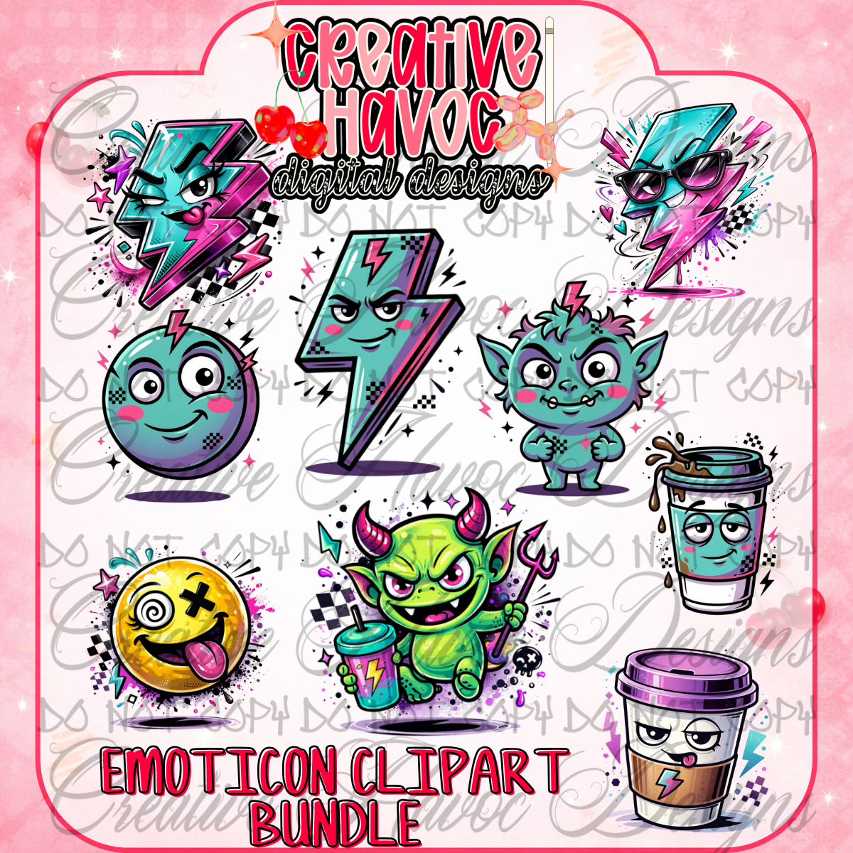 Emoticon Clipart Bundle (300 DPI PNG)