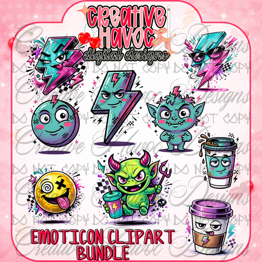 Emoticon Clipart Bundle (300 DPI PNG)