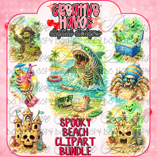 Spooky Beach Clipart Bundle (300 DPI PNG)
