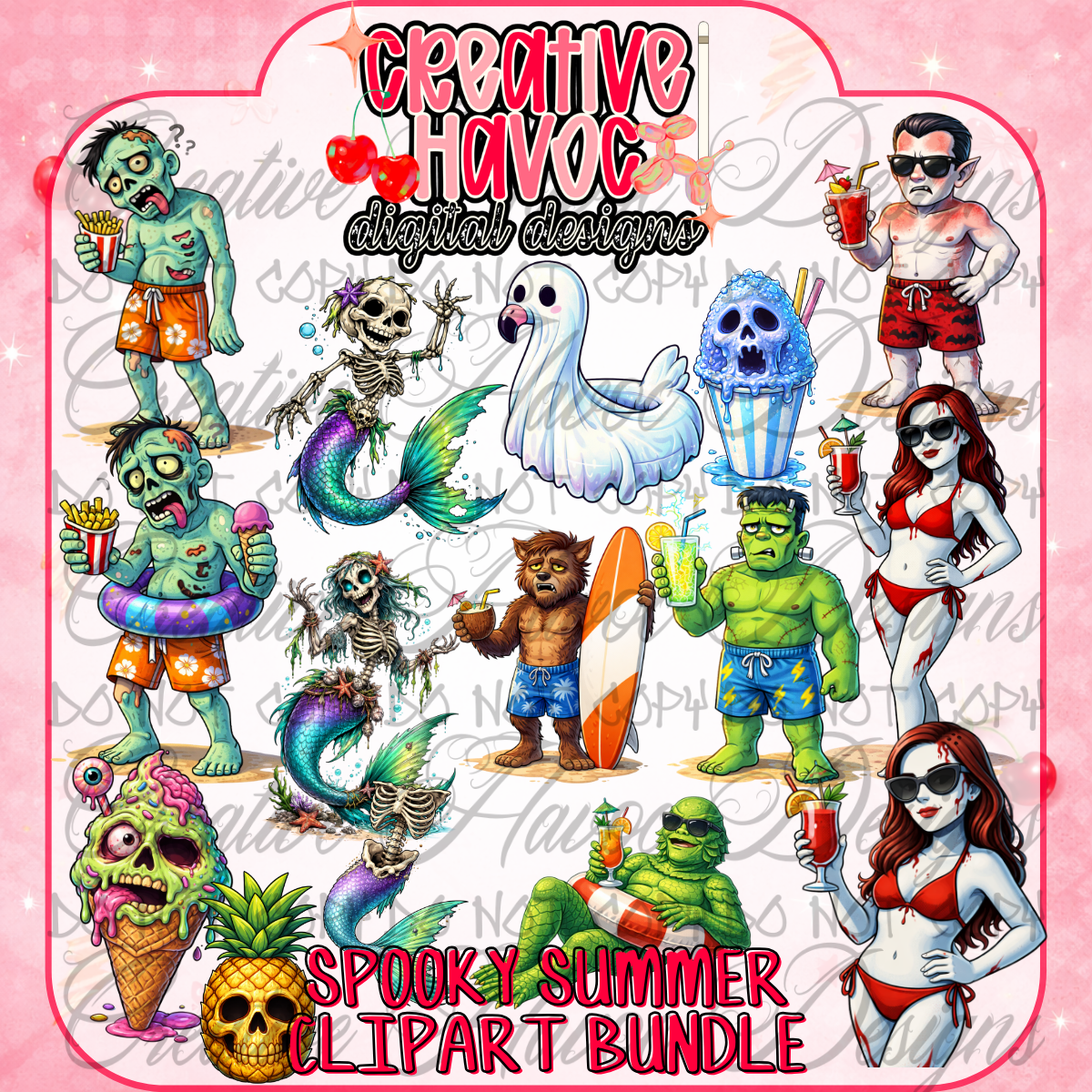 Spooky Summer Clipart Bundle (300 DPI PNG)