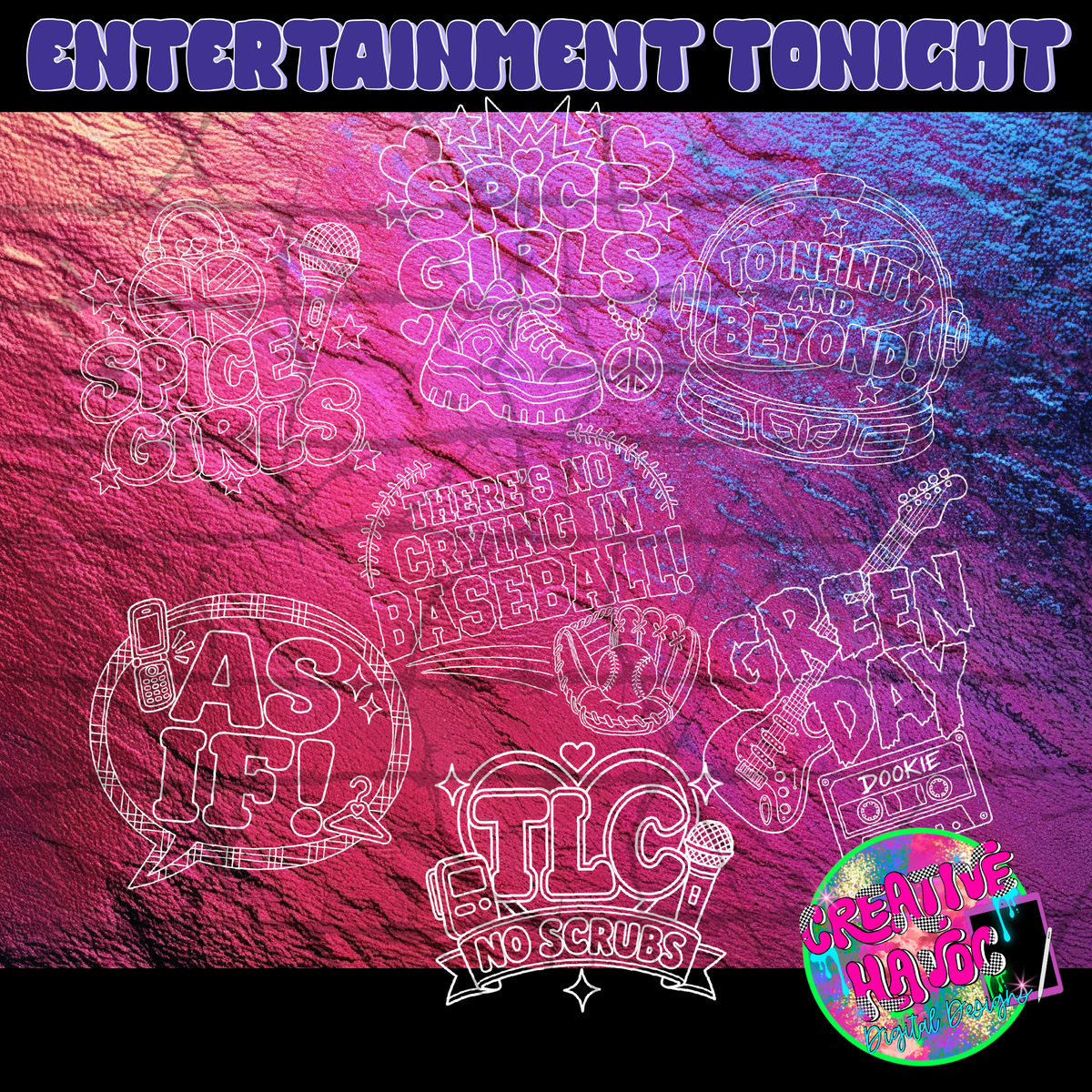 ENTERTAINMENT TONIGHT 90s style Commercial Outline bundle