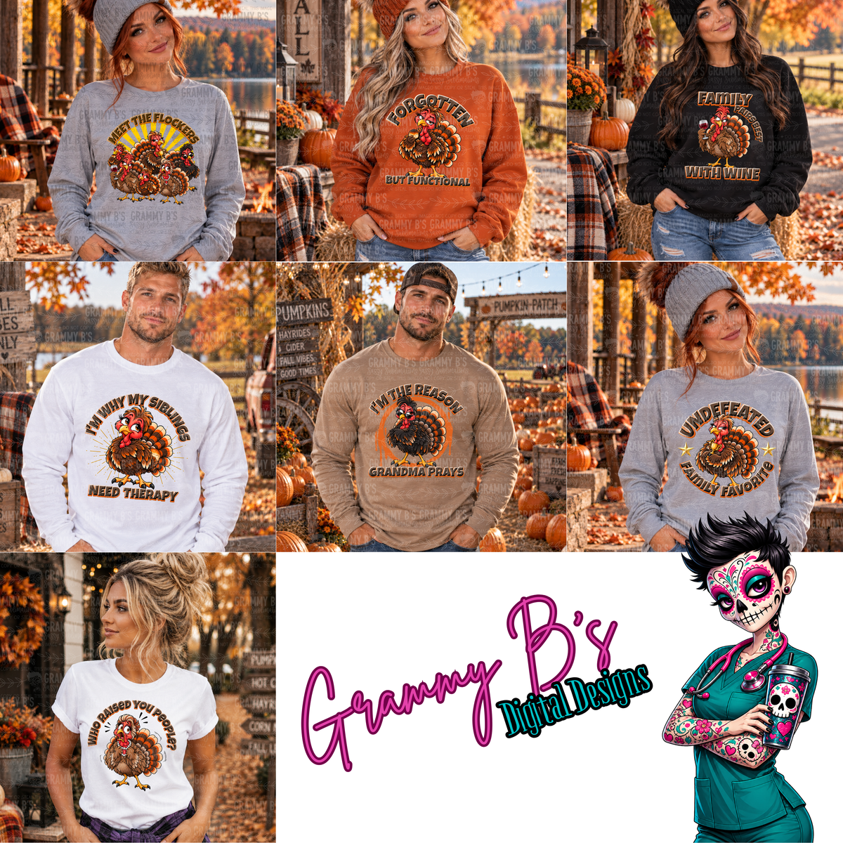 TURKEY & CHAOS CLUB PNG Collab | Fall & Thanksgiving Digital Designs