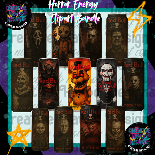 Horror Energy Clipart Bundle – Slasher Sips Edition