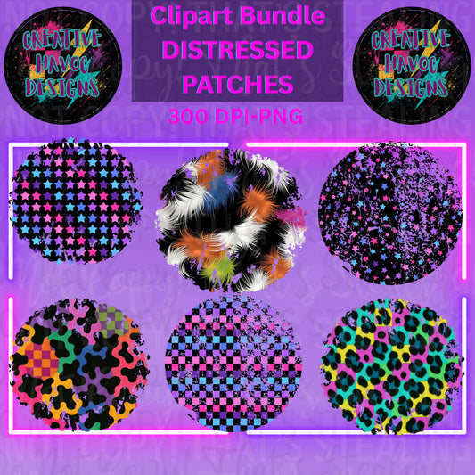 Distressed Patches Clipart Bundle | Grunge PNG Elements