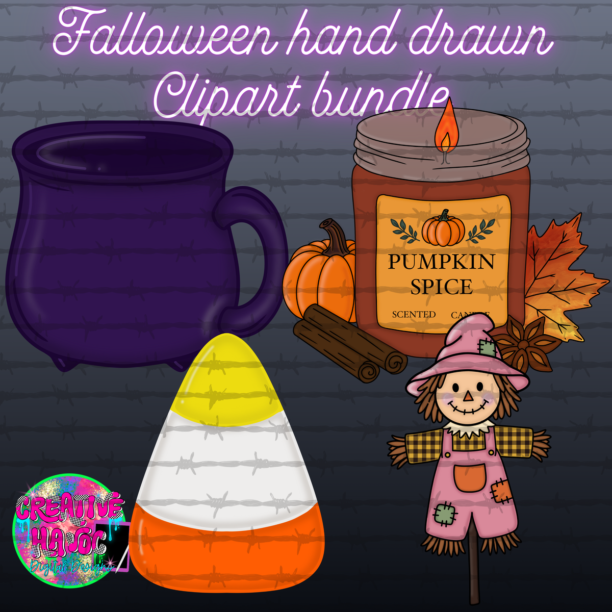 Falloween Hand drawn Clipart Bundle