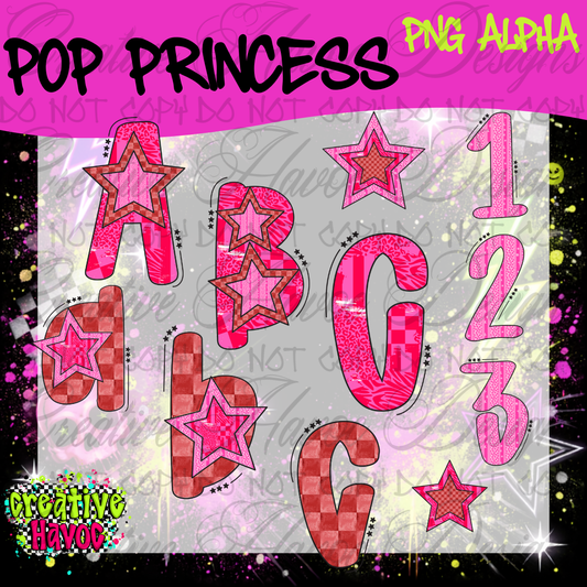 Pop Princess PNG Alpha • 300 DPI Letter & Number Set