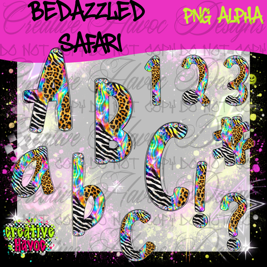 Bedazzled Safari PNG Alpha • 300 DPI Letter & Number Set