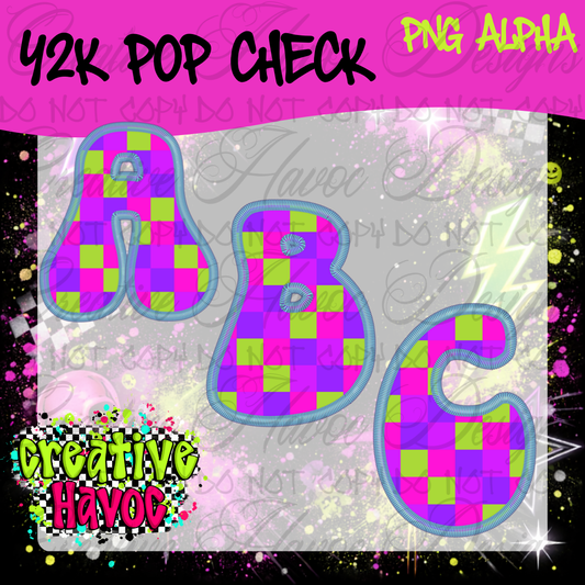Y2K Pop Check PNG Alpha • 300 DPI Letter & Number Set