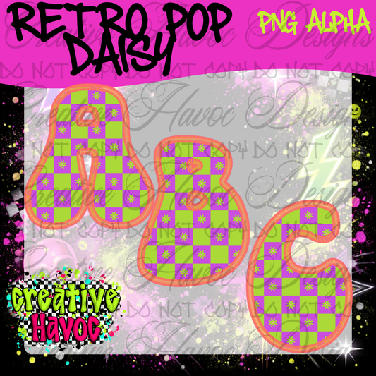 Retro Pop Daisy PNG Alpha • 300 DPI Letter & Number Set
