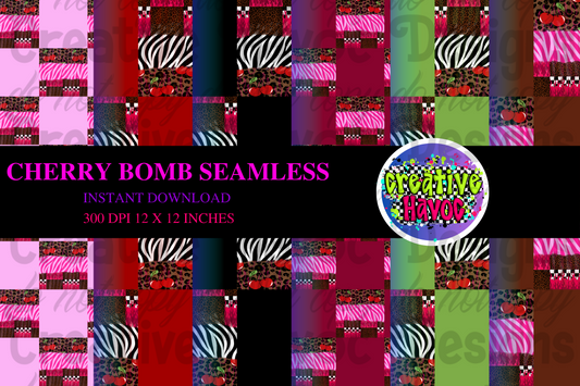 Cherry Bomb Seamless Digital Papers • 300 DPI Pattern Bundle