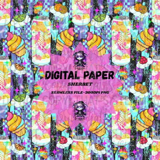 Sherbet Energy Seamless Digital Paper – 300DPI PNG