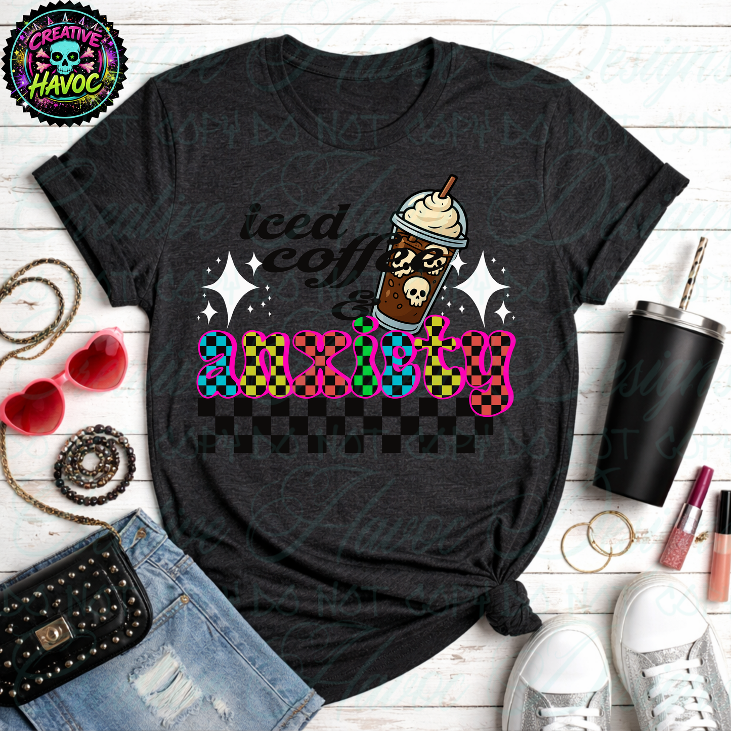 Iced Coffee & Anxiety | The Ultimate 5-Cup Mega Bundle (10 PNGs)
