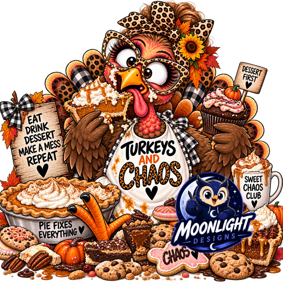 TURKEY & CHAOS CLUB PNG Collab | Fall & Thanksgiving Digital Designs