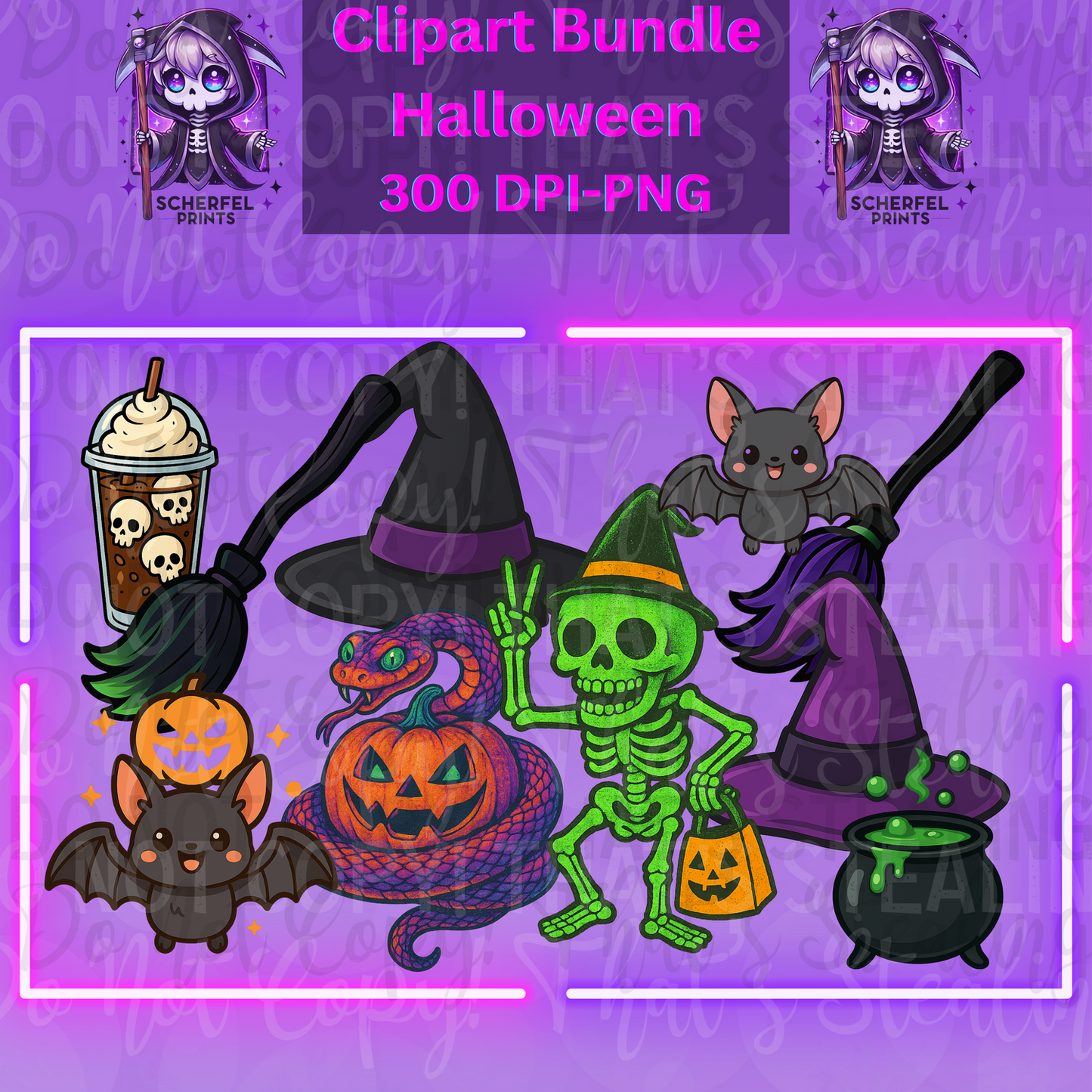 Halloween Clipart Bundle – Spooky Cute PNGs