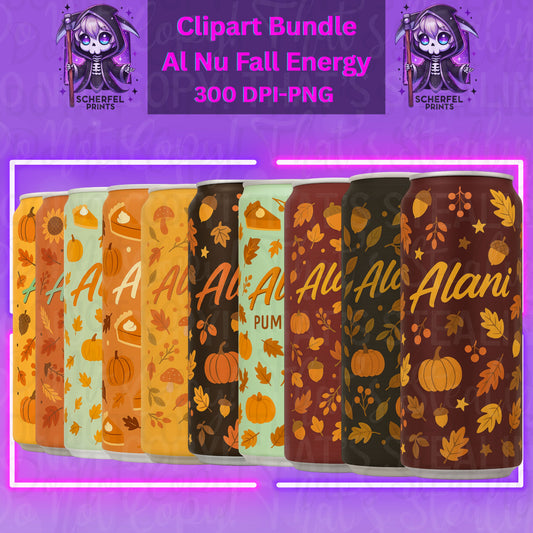 AL NU FALL Energy - Halloween Can Clipart Bundle | 300 DPI PNG