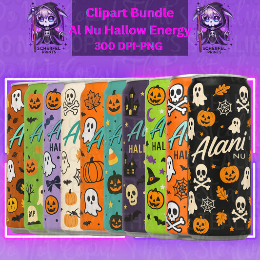 AL NU HALLOW Energy - Halloween Can Clipart Bundle | 300 DPI PNG